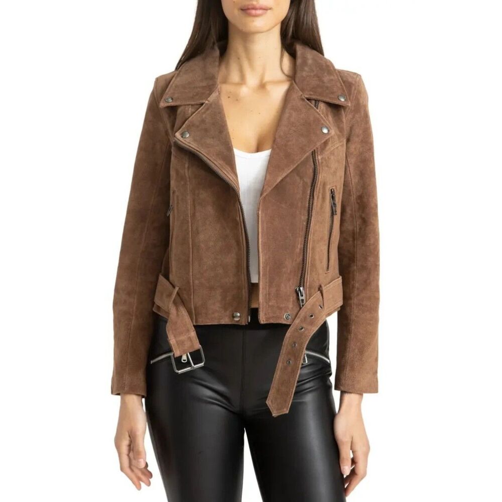 BLACKNYC Suede Moto Jacket - Caramel Macchiato - Small